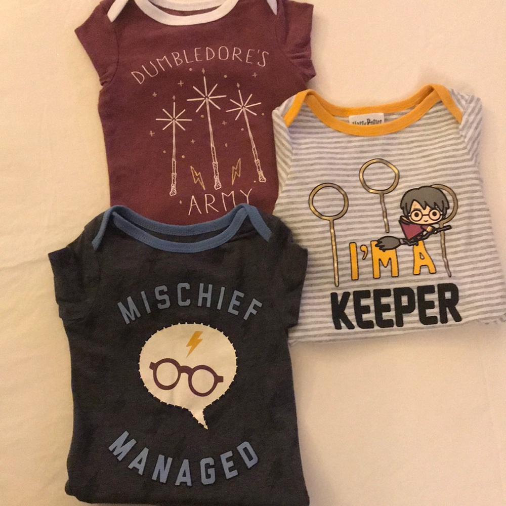 3/$12 Harry Potter infant long sleeve onesies